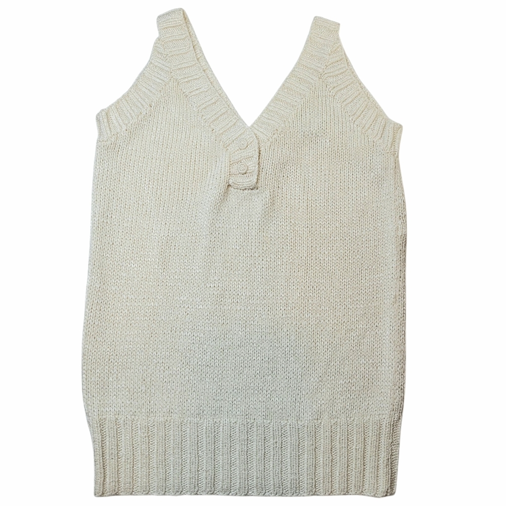 Lillie Rubin Medium Top Hand Knit Sleeveless Sweater Ivory Cream Womens Vintage